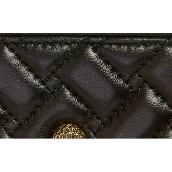 Kurt Geiger Quilted Leather Card Holder Crystal Eagle Head New in Box-Black - Picture 8 of 16